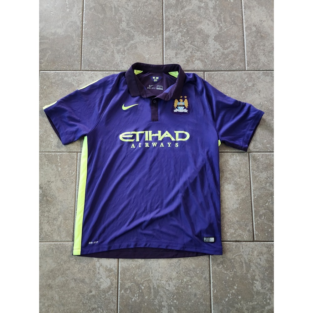 Nike Manchester City FC 2014-15 Third Cup Jersey Purple Lime XL 635792-547